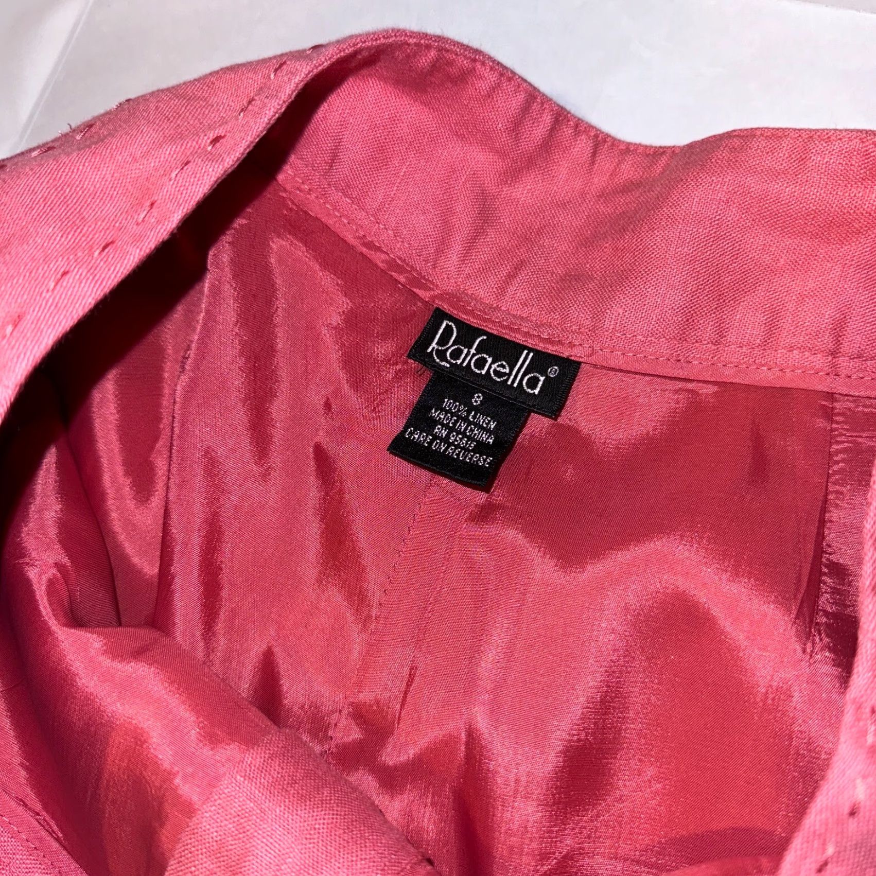 Vintage VINTAGE Rafaella Pants Womens Wide-Leg Linen 8 Pink Beachy Travel Cruise LinedKhakis Pants Size 30" / US 8 / IT 44 - 6 Thumbnail