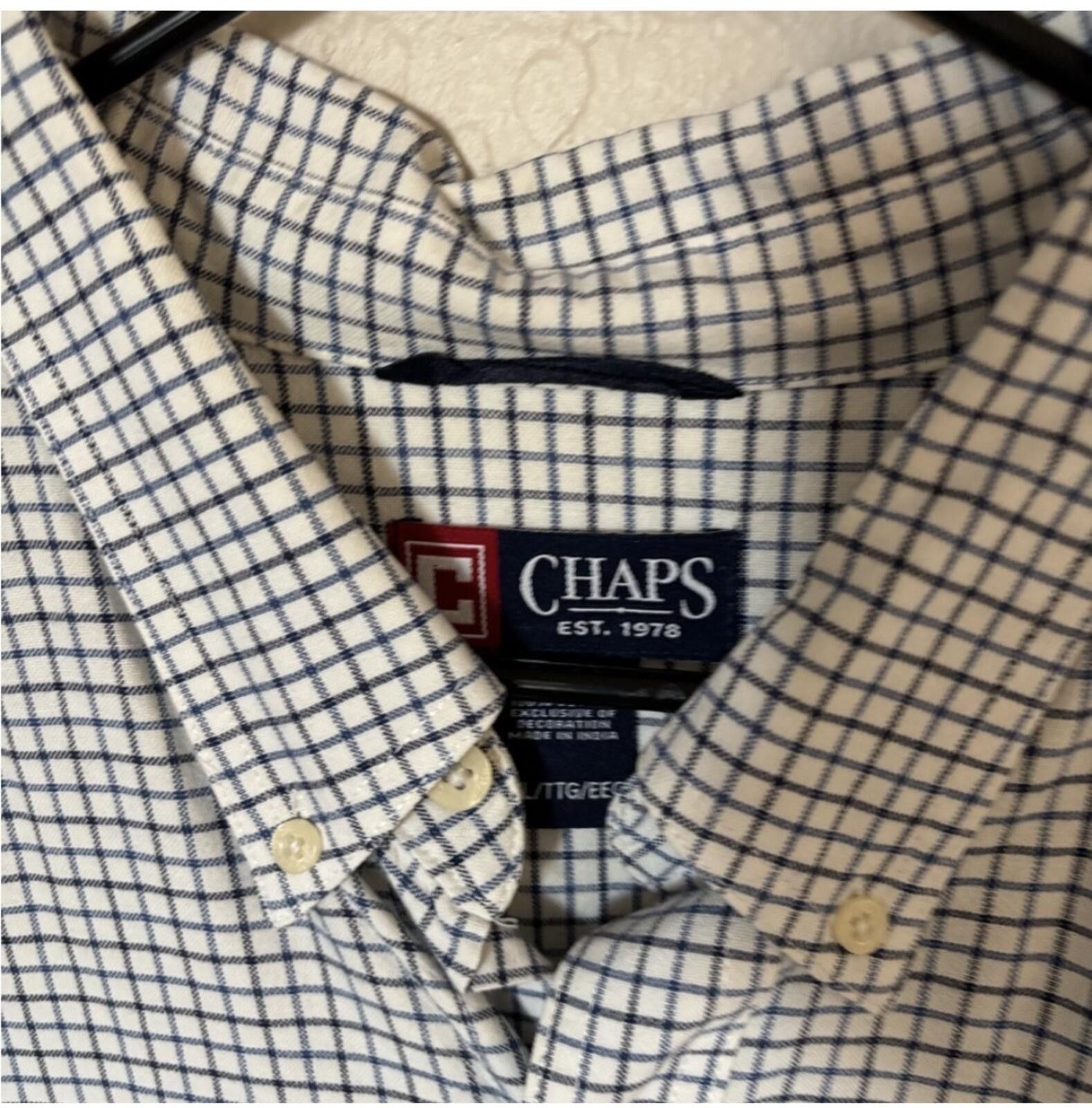 Chaps (Chaps) Men's Blue and White Checkered Shirt Size US XXL / EU 58 / 5 - 2 Thumbnail