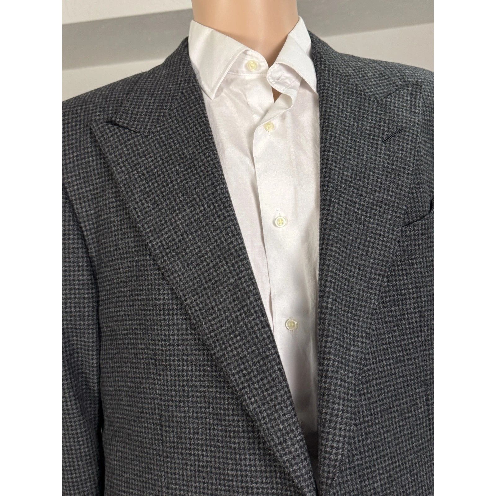 Tom Ford Tom Ford Gray Houndstooth Tweed Peak Lapel Sportcoat 54 44R Size 44R - 7 Thumbnail