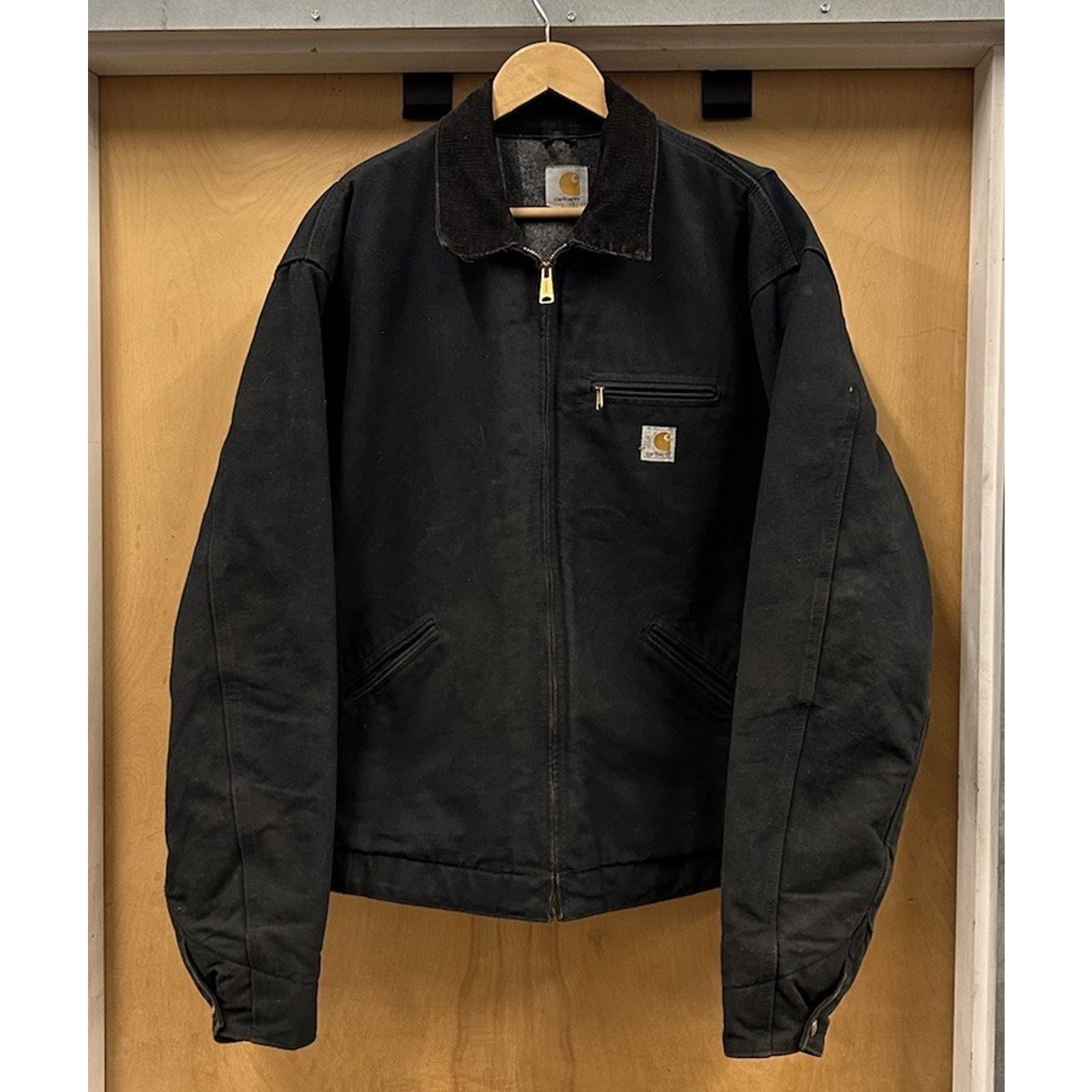 Carharttデトロイトジャケット J01BLK Carhartt J01 Blk Black Detroit Blanket Lined Vintage Jacket 46