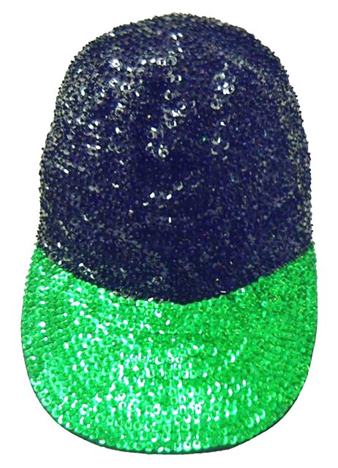 Designer Sequin Baseball Cap BLACK with GREEN BRIM Size ONE SIZE - 1 Preview