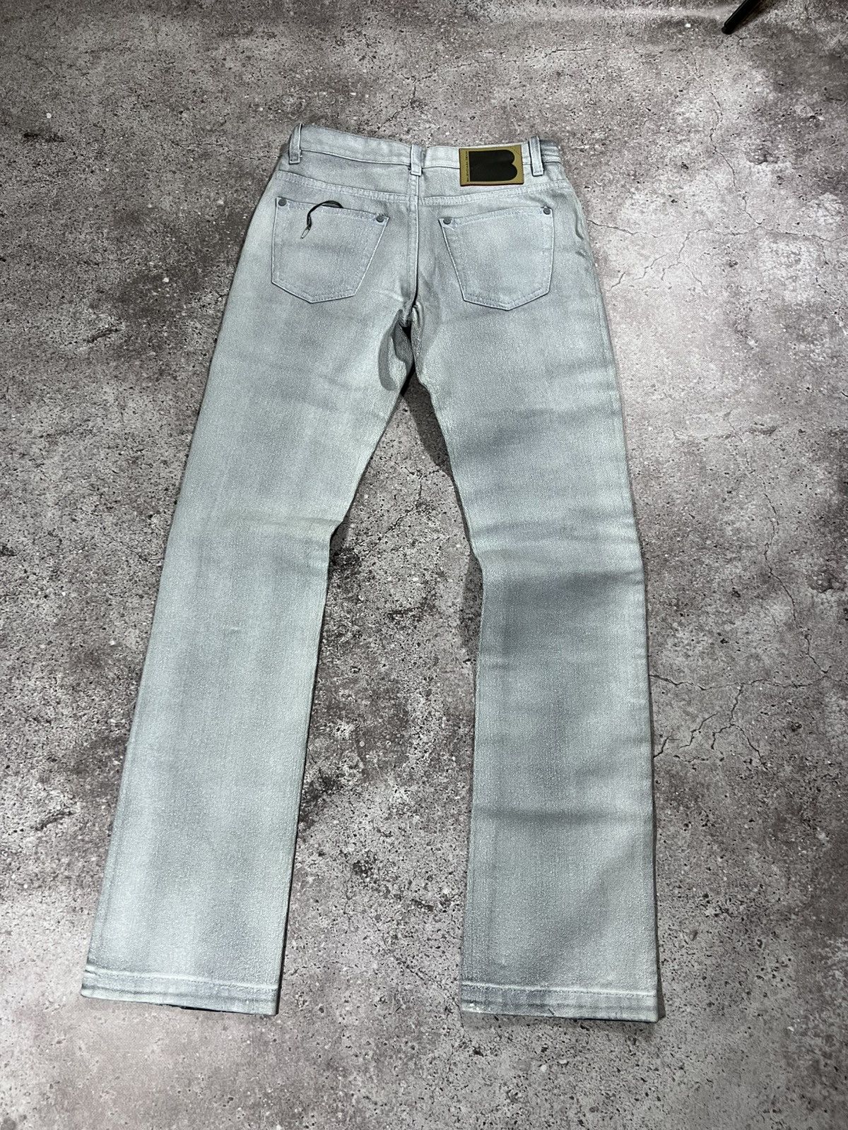 Deadstock Balenciaga 2008 Silver Painted Denim Jeans Size 27