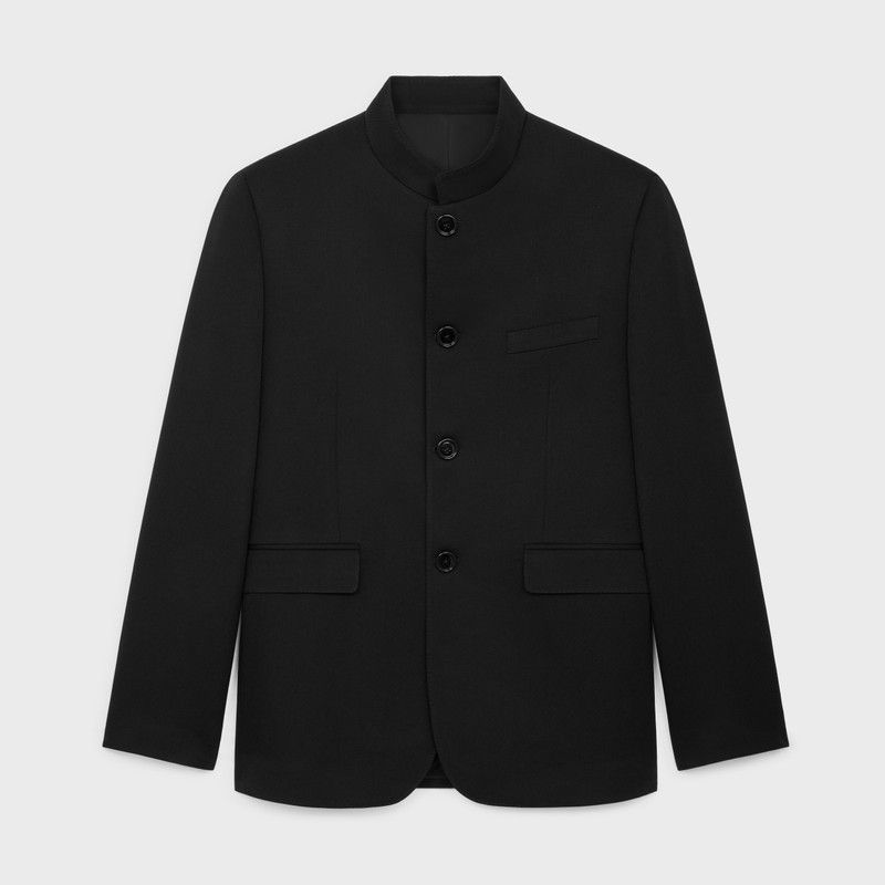 Celine o1bcso1str0126 2V04W092D Diagonal Wool Jacket in Black Size US M / EU 48-50 / 2 - 1 Thumbnail
