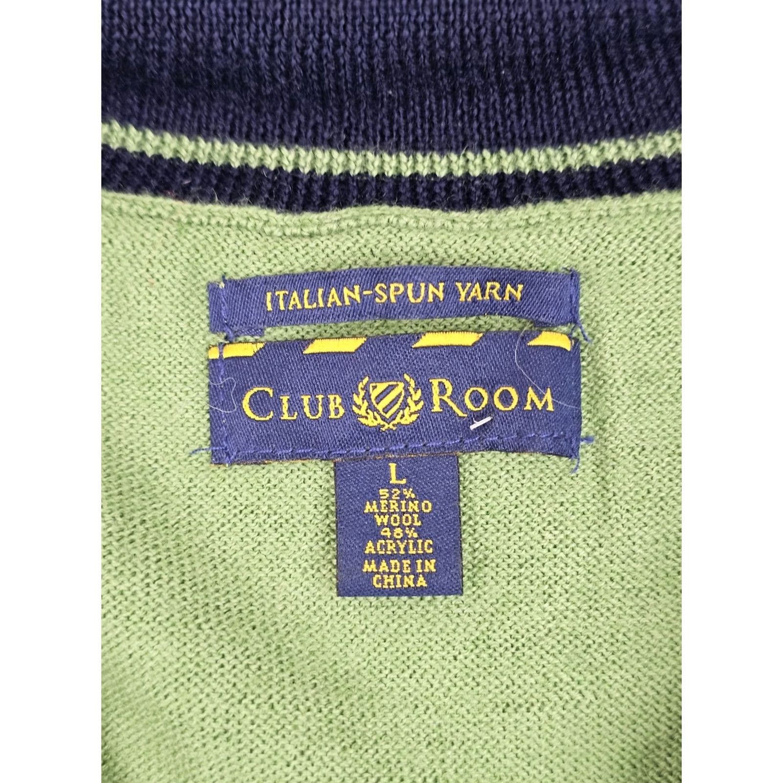 Club Room Club Room Italian Spun Yard Merino Wool Blend 1/4 Zip Sweater Men L Green Size US L / EU 52-54 / 3 - 5 Thumbnail