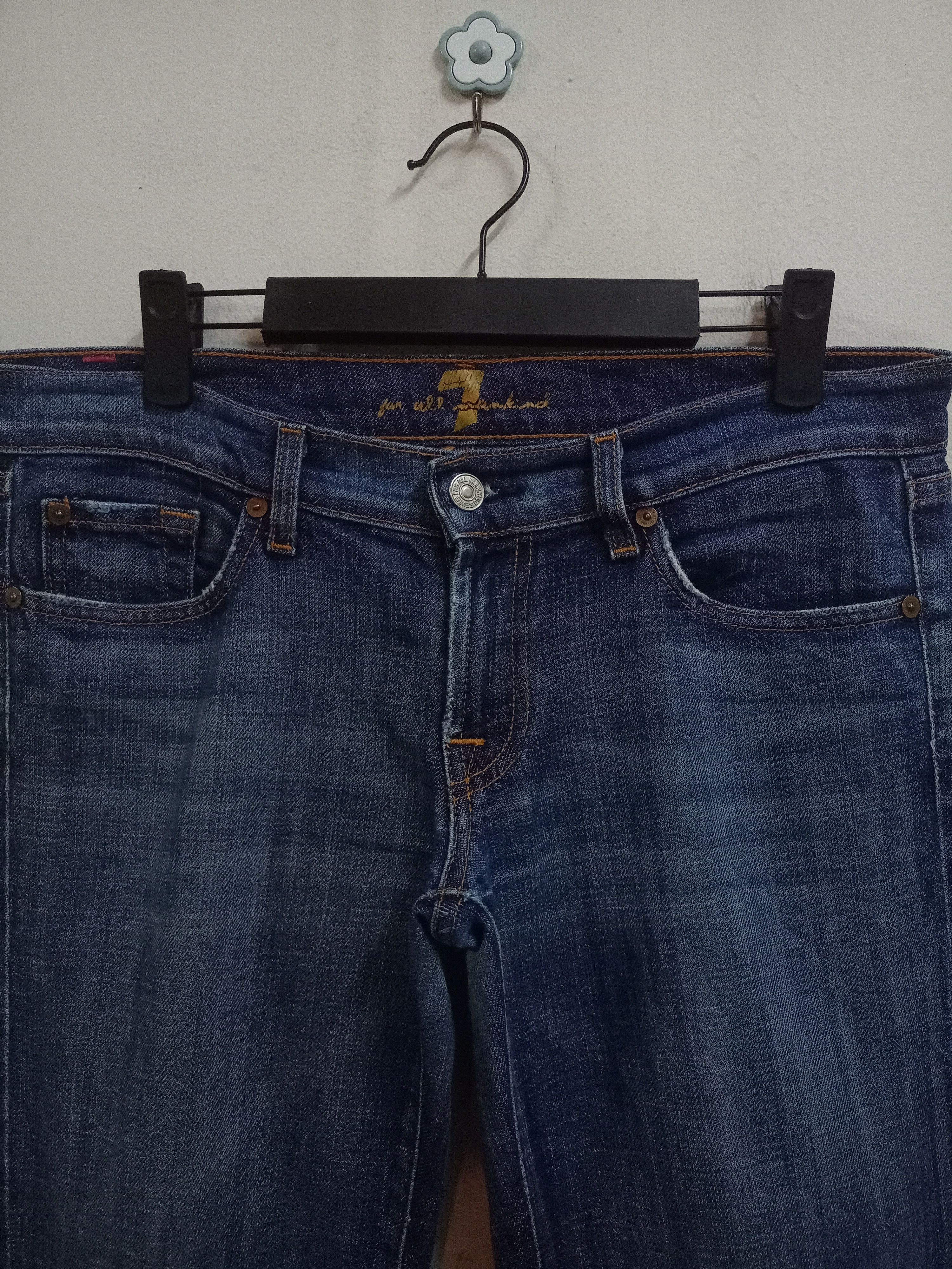 7 For All Mankind Vintage USA 7 For All Mankind Blue Wash Distress Flare Jeans Size 32" / US 10 / IT 46 - 4 Thumbnail