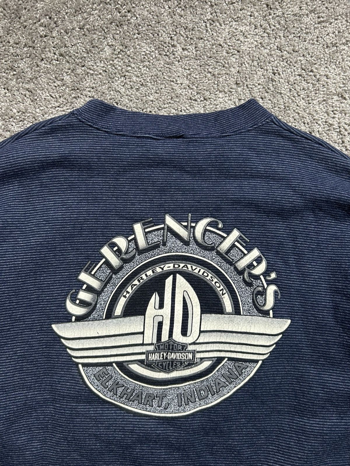 Vintage Vintage 90s Harley Eagle Live the Legend Striped Crewneck Size US XL / EU 56 / 4 - 6 Thumbnail