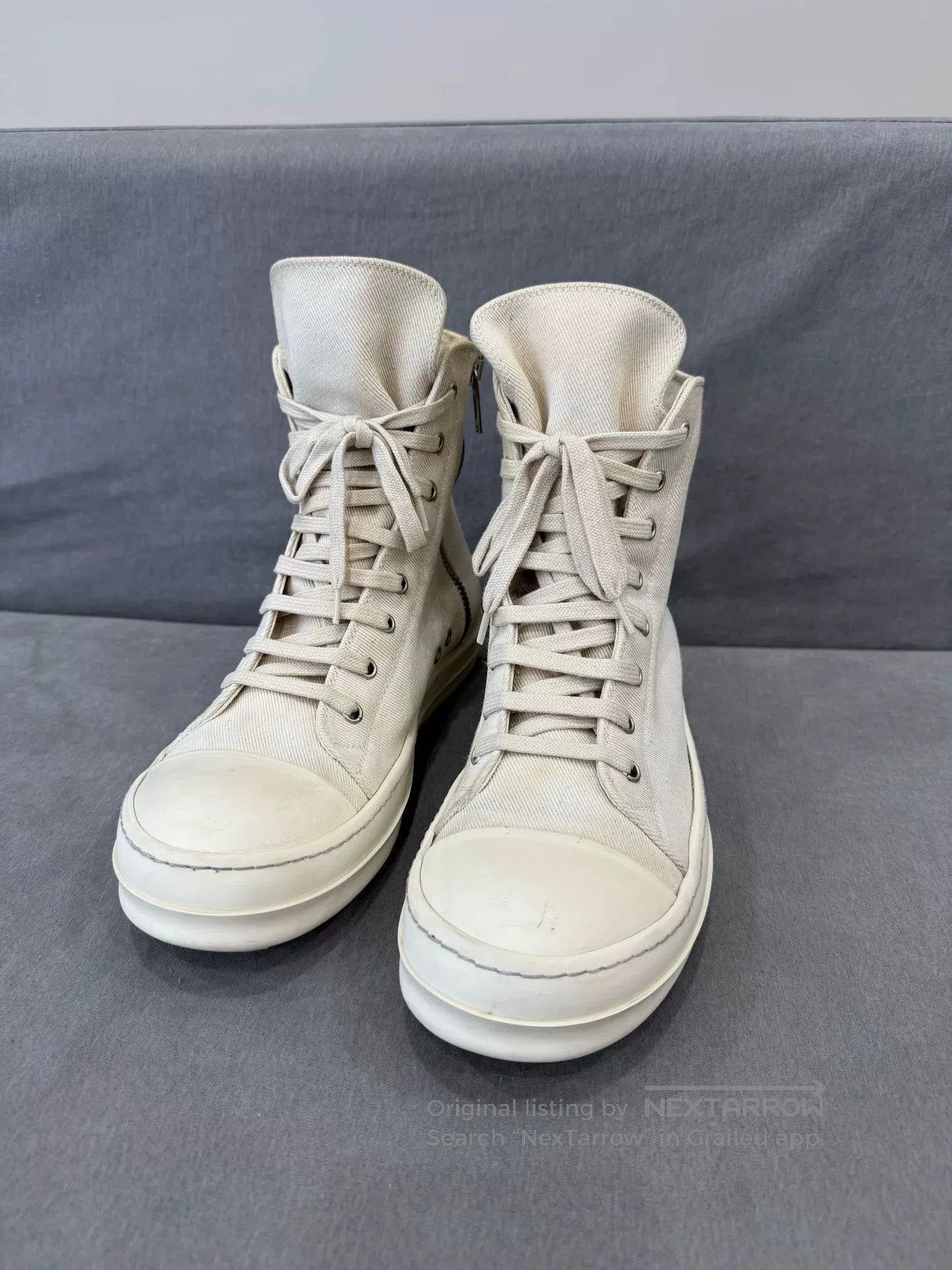 Converse Rick Owens White Canvas High. Size US 9 / EU 42 - 3 Thumbnail