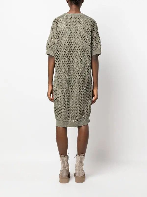 Brunello Cucinelli o1y0725 Mini Dress in Military Green Size M / US 6-8 / IT 42-44 - 4 Thumbnail