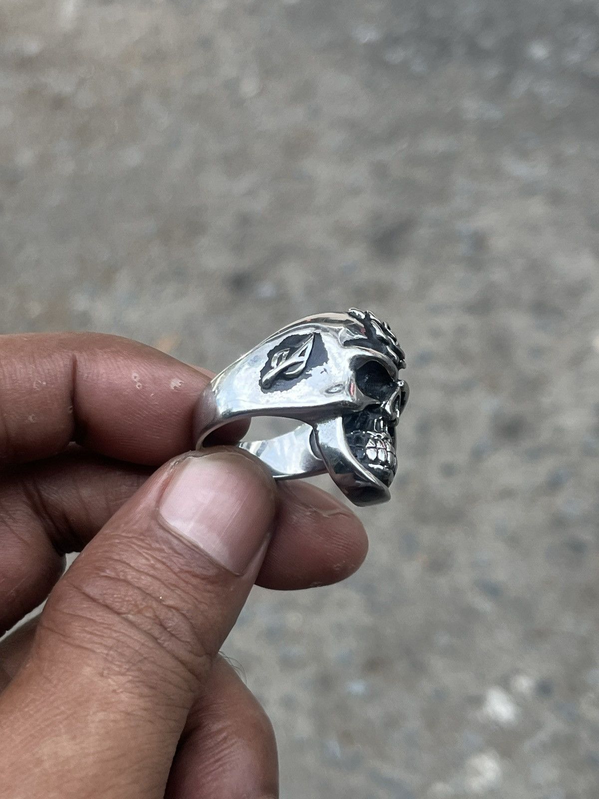 If Six Was Nine Hardcore Punk Skull Rose Ring Chrome Style Size ONE SIZE - 4 Thumbnail