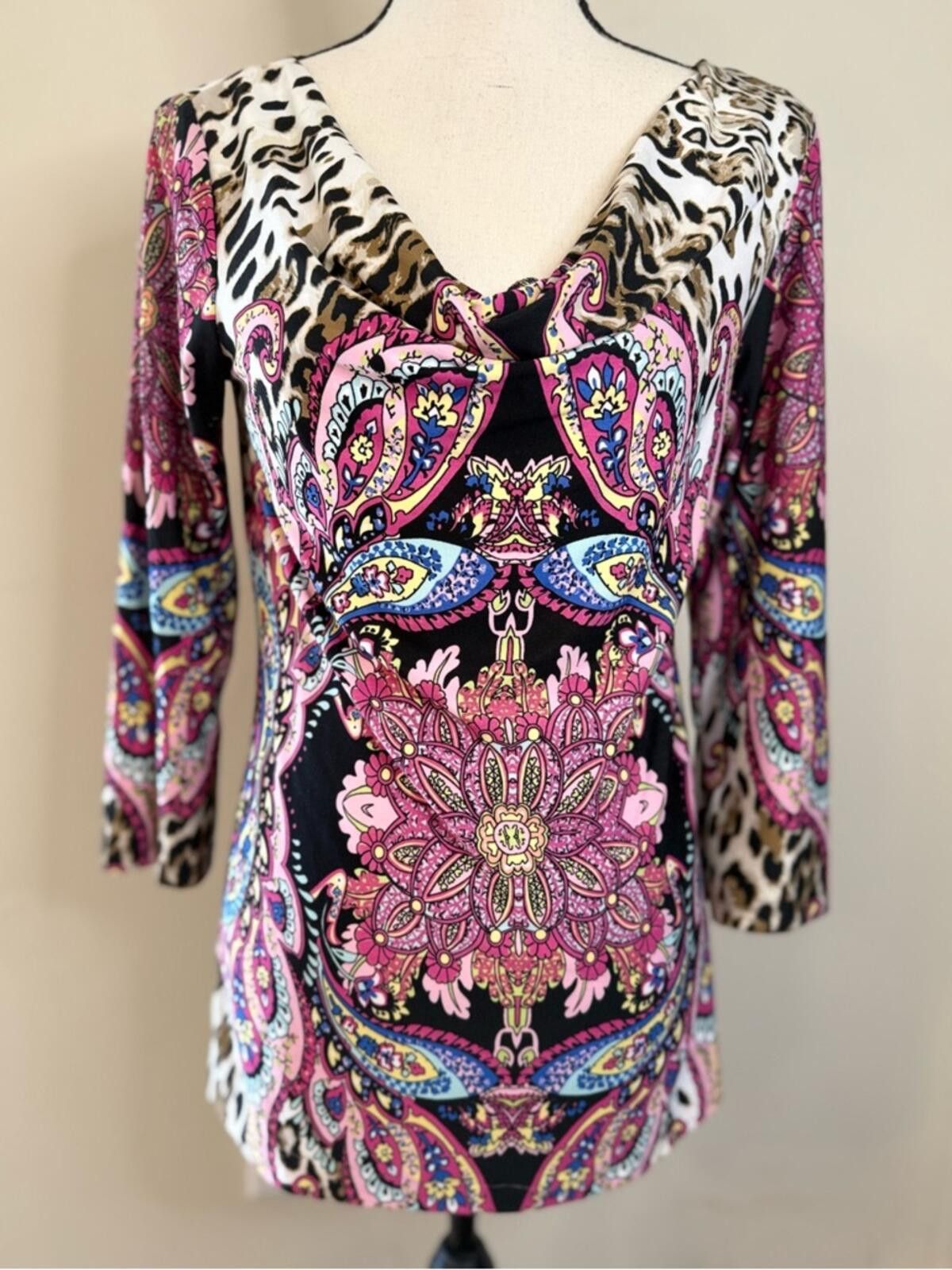 Other Sunny Leigh top floral leopard paisleys draped neckline SM Size S / US 4 / IT 40 - 6 Thumbnail