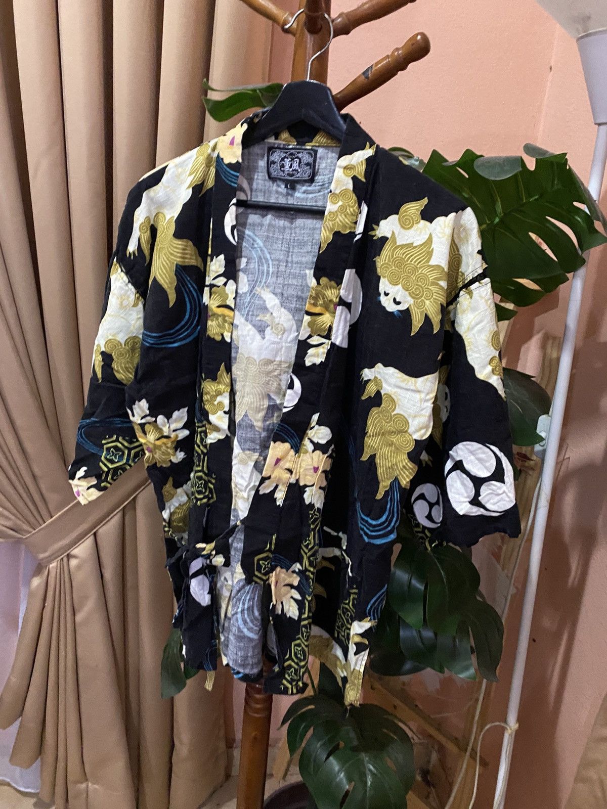 Japanese Brand Kunpu Japanese Style Kimono Jacket Floral & Wave Print Haori Size US M / EU 48-50 / 2 - 4 Thumbnail