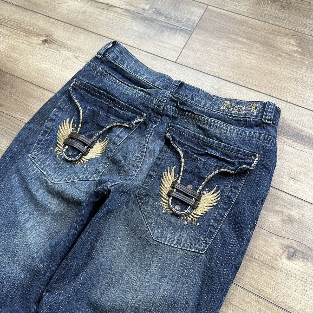FUSAI Vintage 2000s Y2K Fusai Wide Leg Embroidered Jeans Size US 34 / EU 50 - 7 Thumbnail