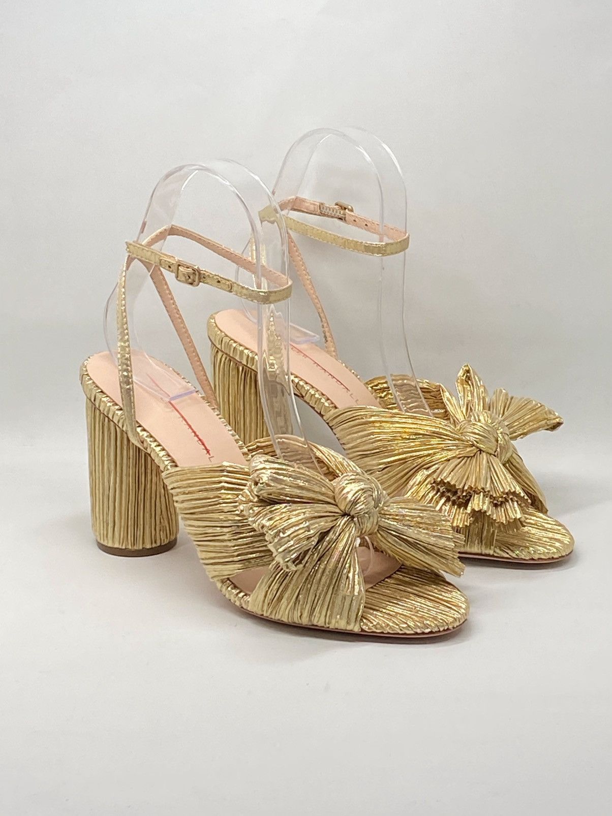 Loeffler Randall Loeffler Randall Gold Pleated Bow Heel Sandals size 6.5 Size US 6.5 / IT 36.5 - 3 Thumbnail