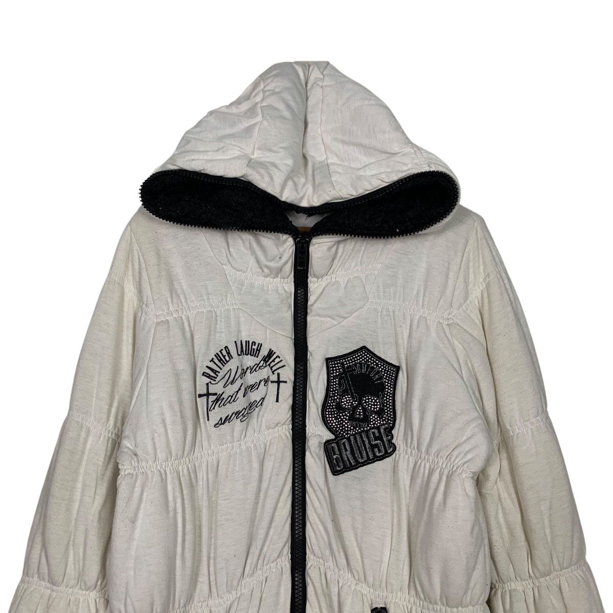 Japanese Brand GHOST of HARLEM Skulls Puffer Hoodie Jacket #2509-C113 Size ONE SIZE - 2 Thumbnail