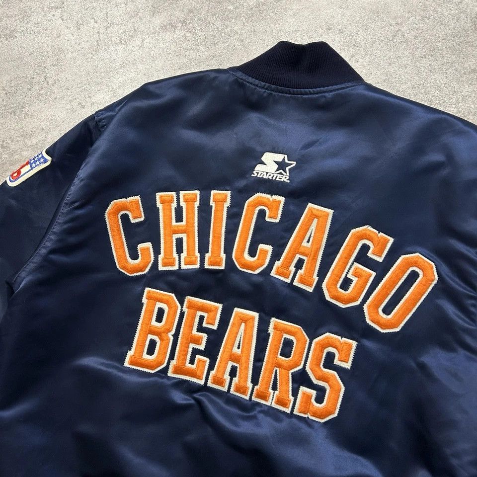NFL × Starter × Vintage RARE SPELL OUT CHICAGO BEARS STARTER SATIN JACKET BOMBER Size US M / EU 48-50 / 2 - 3 Thumbnail