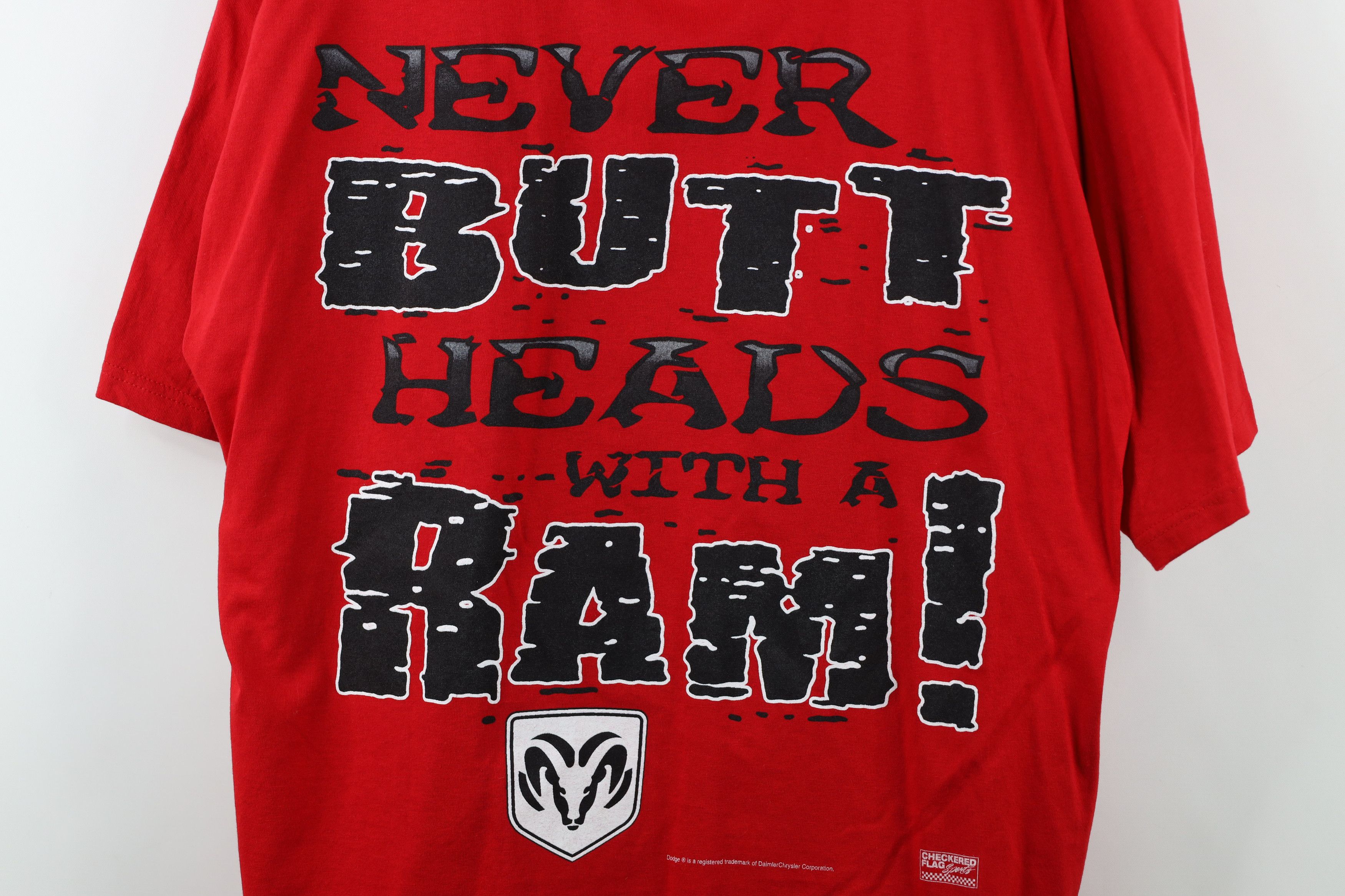Vintage 90s Heads With A Ram Dodge Ram Racing T-Shirt Red