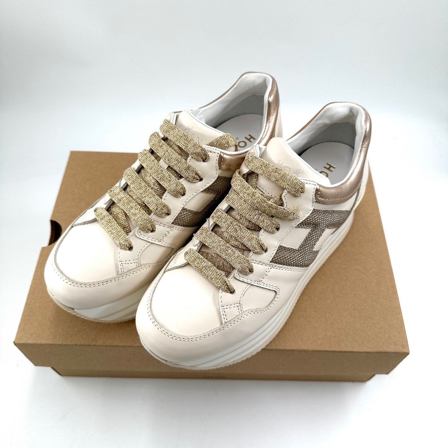 Hogan Hogan Women's Champagne Platform Casual Shoes Size US 6 / IT 36 - 1 Thumbnail