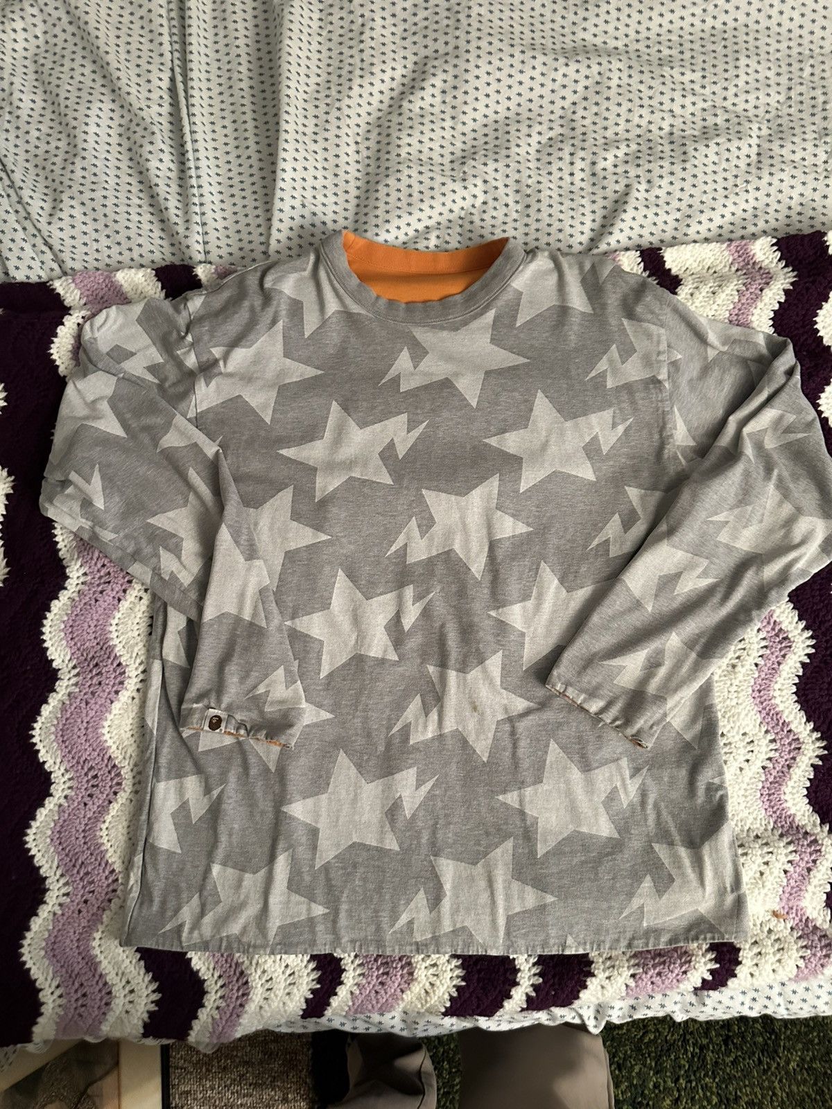 Bape × Nigo Reversible Bape “Sta” Long Sleeve, Orange “A Bathing Ape” XL Size US XL / EU 56 / 4 - 1 Thumbnail
