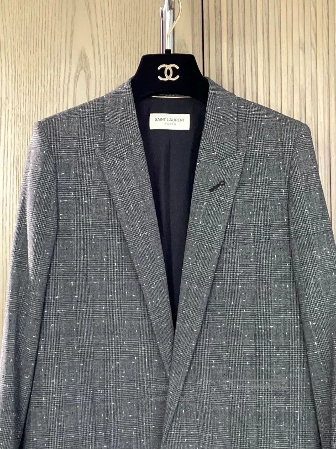 Saint Laurent Paris SAINT LAURENT Gray Check Wool Blazer. Size XXS / US 00 / IT 34 - 3 Thumbnail
