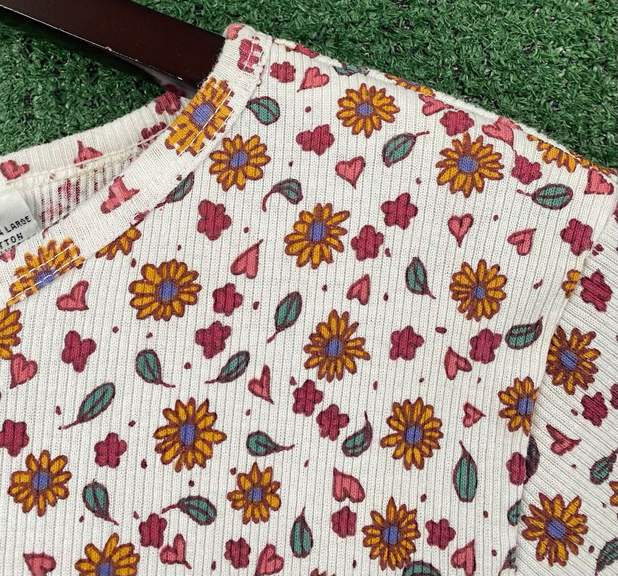 Vintage 90’s Republic Denim Sunflowers Hearts Cropped Top Small Size S / US 4 / IT 40 - 4 Thumbnail