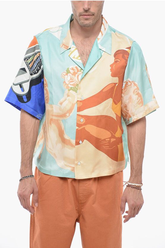 image of Bally Silk Shirt With Graphic Print, Men's (Size Medium)