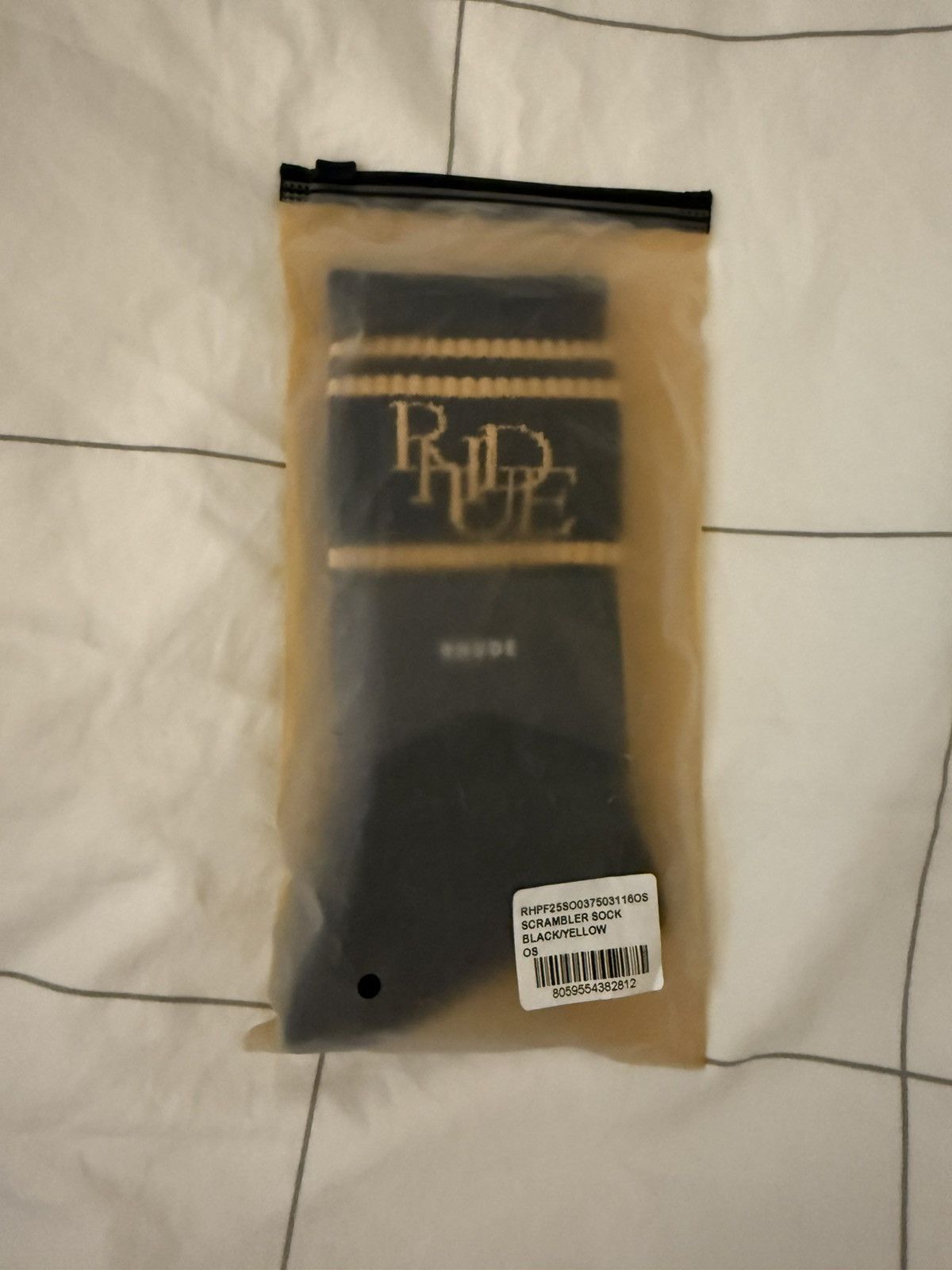 Rhude Rhude Scrambler Sock Black / Yellow Scrambled Logo Socks Size ONE SIZE - 4 Thumbnail