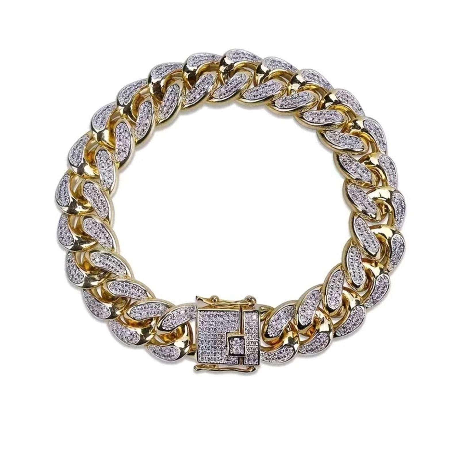 Jewelry Men’s and women’s gold plated Cuban chain link bracelet Size ONE SIZE - 4 Thumbnail