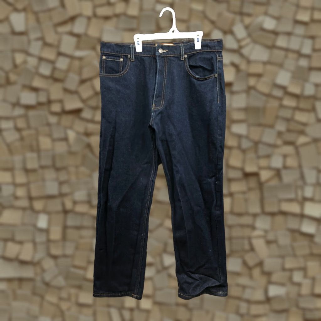 Denime Trust Jeans Mens Mid Rise Straight Leg Dark Wash Blue Denim Jeans 36x32 Regular Belt Loops 5-Pocket Size US 36 / EU 52 - 1 Thumbnail