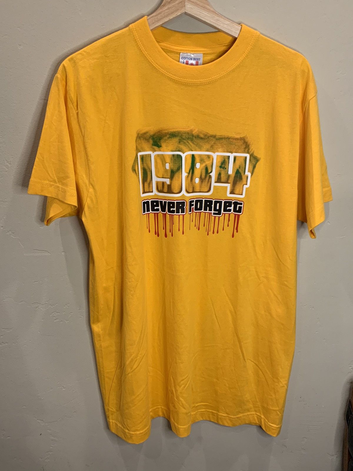 image of Art 1984 Never Forget Memorial T-Shirt - Large in Yellow Gold, Men's
