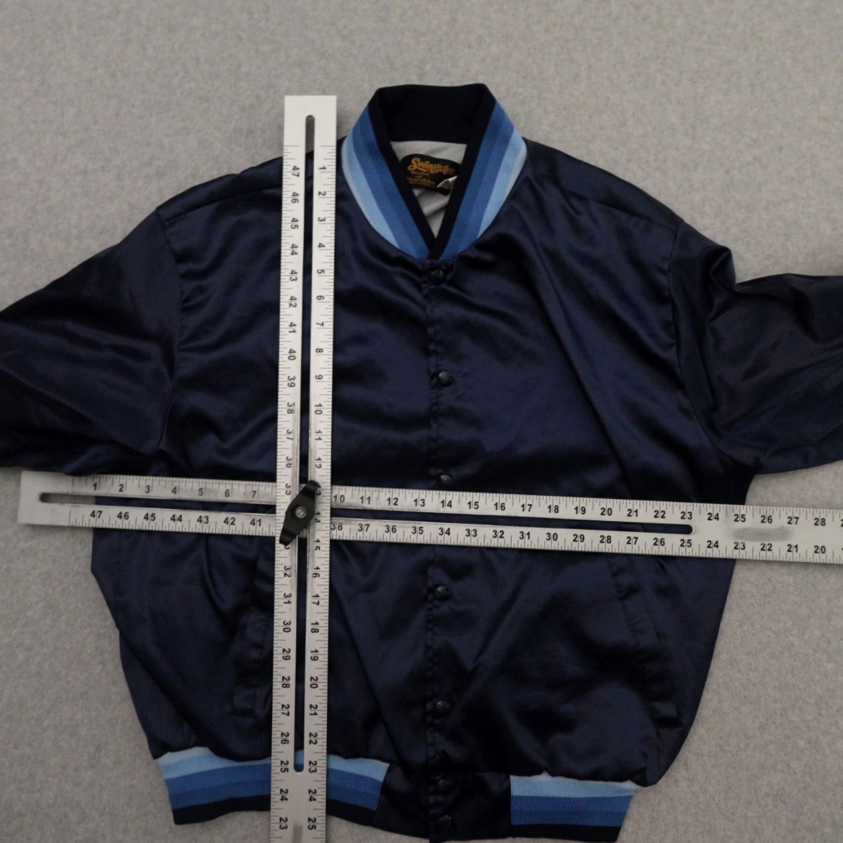 Vintage VINTAGE Swingster Jacket Men XL Blue USA Bomber Nylon Athletic Pattern Solid 25X25 Size XL Size US XL / EU 56 / 4 - 3 Thumbnail