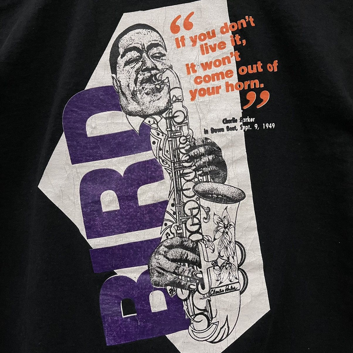 Band Tees Vintage 90s Charlie Parker tshirt American musician Jazz Size US L / EU 52-54 / 3 - 3 Thumbnail
