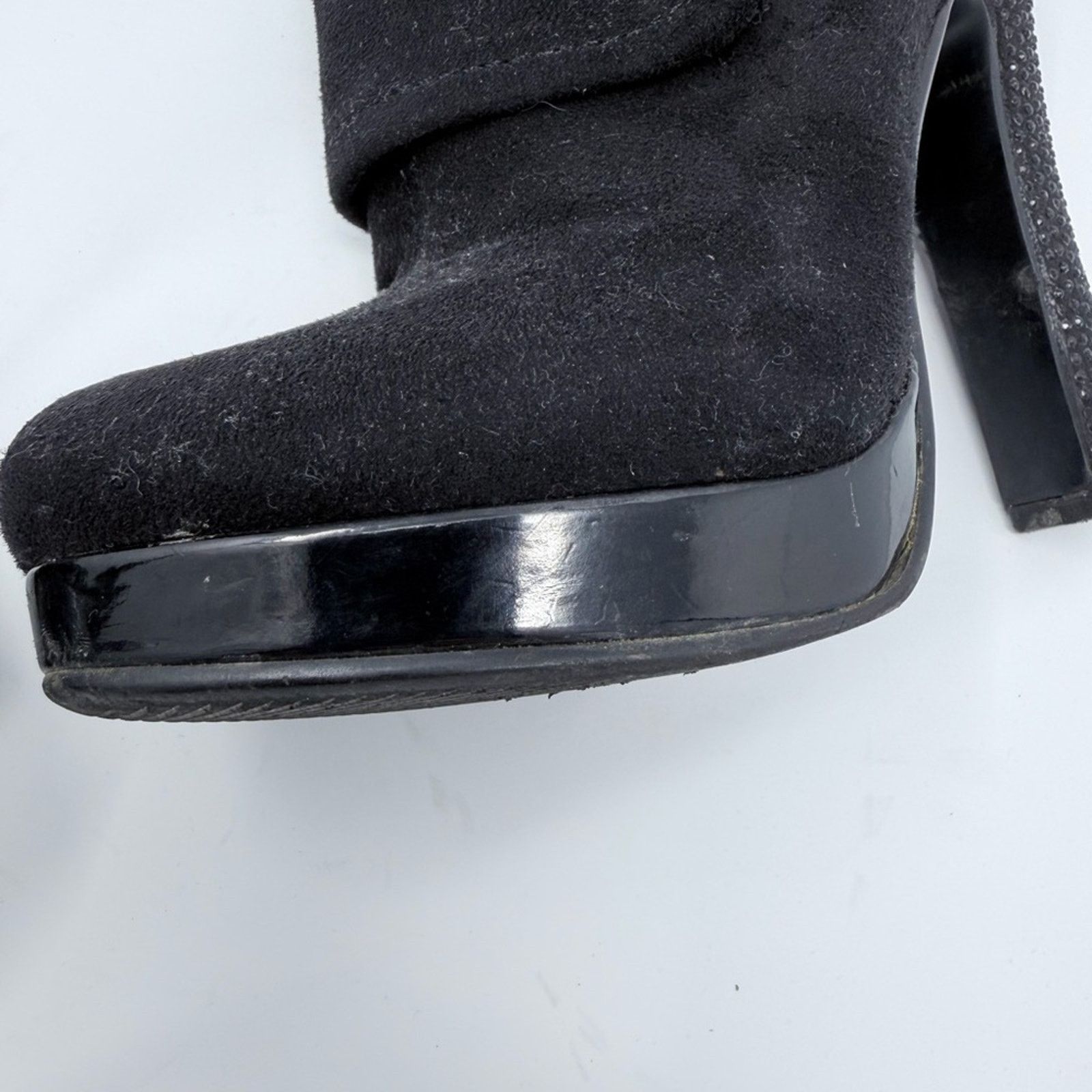 Other Comfortable Black Suede Ancle Boots w black rhinestones Size US 8 / IT 38 - 11 Thumbnail