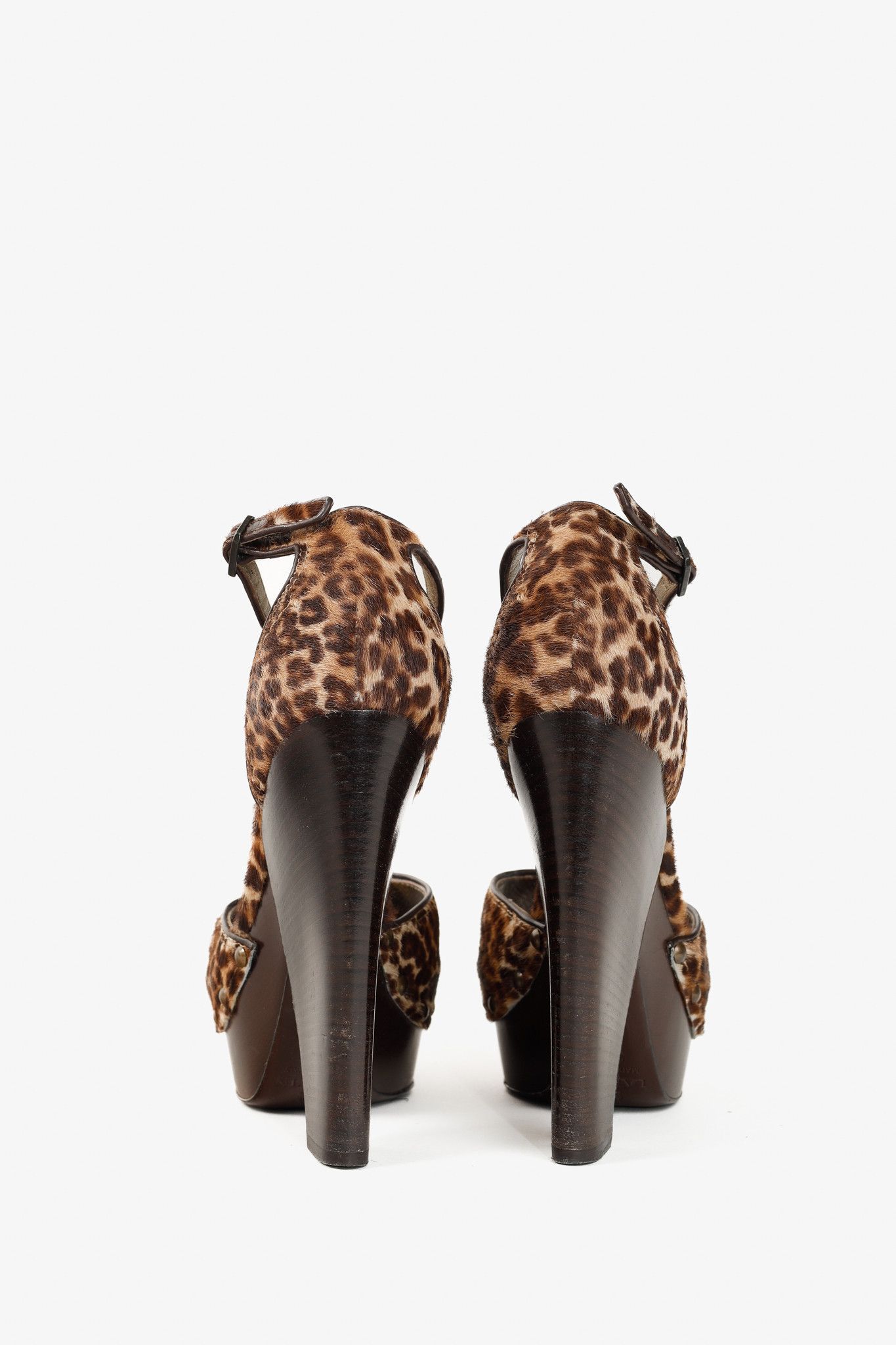 Lanvin Lanvin AW/13 Brown Leopard Pony Hair Platform Heels Size US 7 / IT 37 - 3 Thumbnail