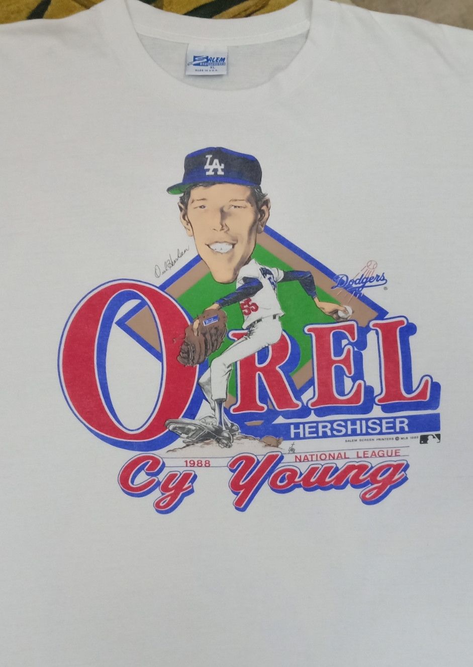 MLB Vintage 80s Orel Hershiser MLB LA Dodgers T-shirt Size US XL / EU 56 / 4 - 4 Thumbnail