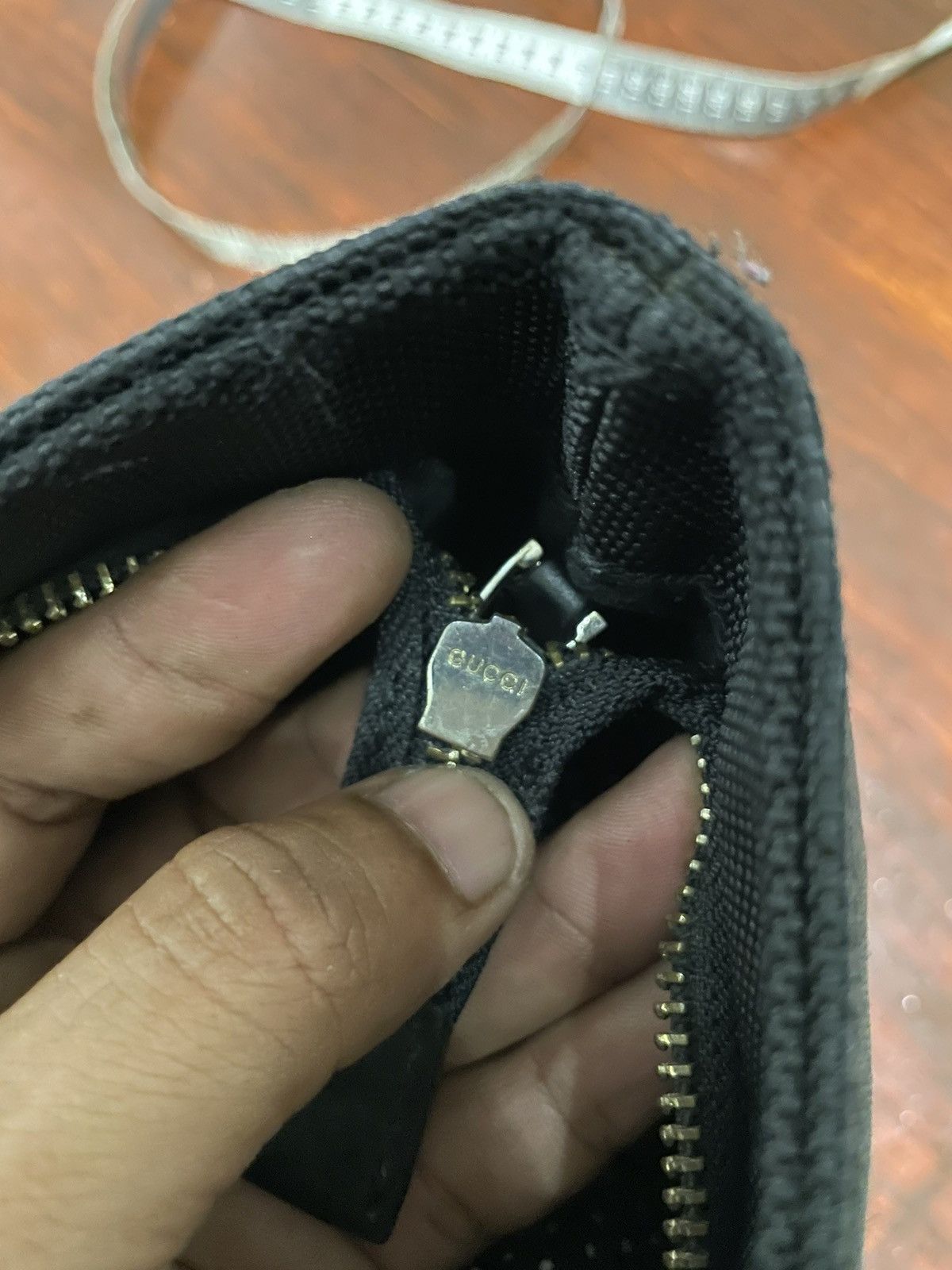 GUCCI BLACK FABRIC TOTE BAG WITH LEATHER HANDLES
