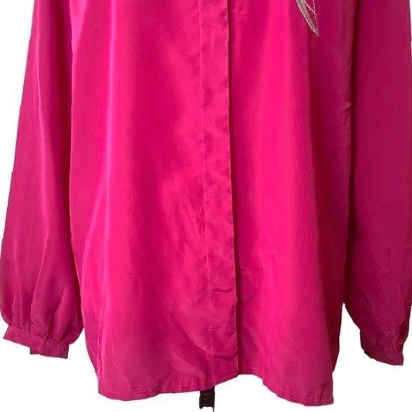 Pinko VINTAGE Blouse Pink 70s 80s Embroidered Button Up Long Sleeve Collared Polyester Medium Womens Retro Festival Hippe Size M / US 6-8 / IT 42-44 - 4 Thumbnail