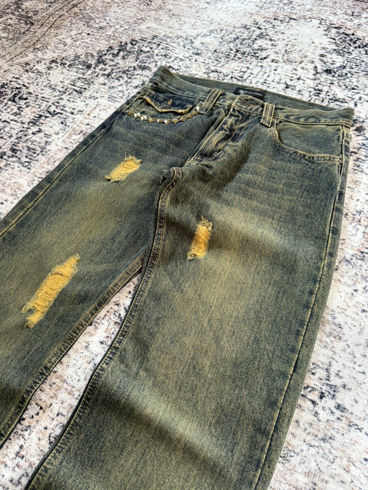 Hysteric Glamour Root Three Japan Mud Wash Distressed Studded Jeans Size US 29 - 6 Thumbnail