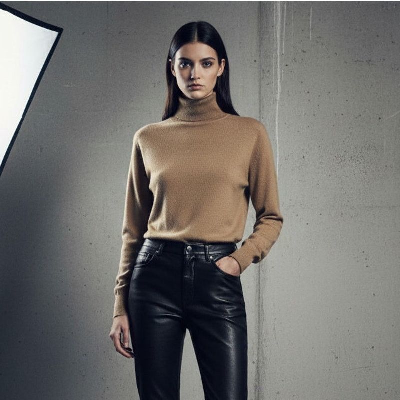 Saint Laurent Paris Vtg SAINT LAURENT rive gauche Turtleneck Sweater brown Size S / US 4 / IT 40 - 1 Thumbnail