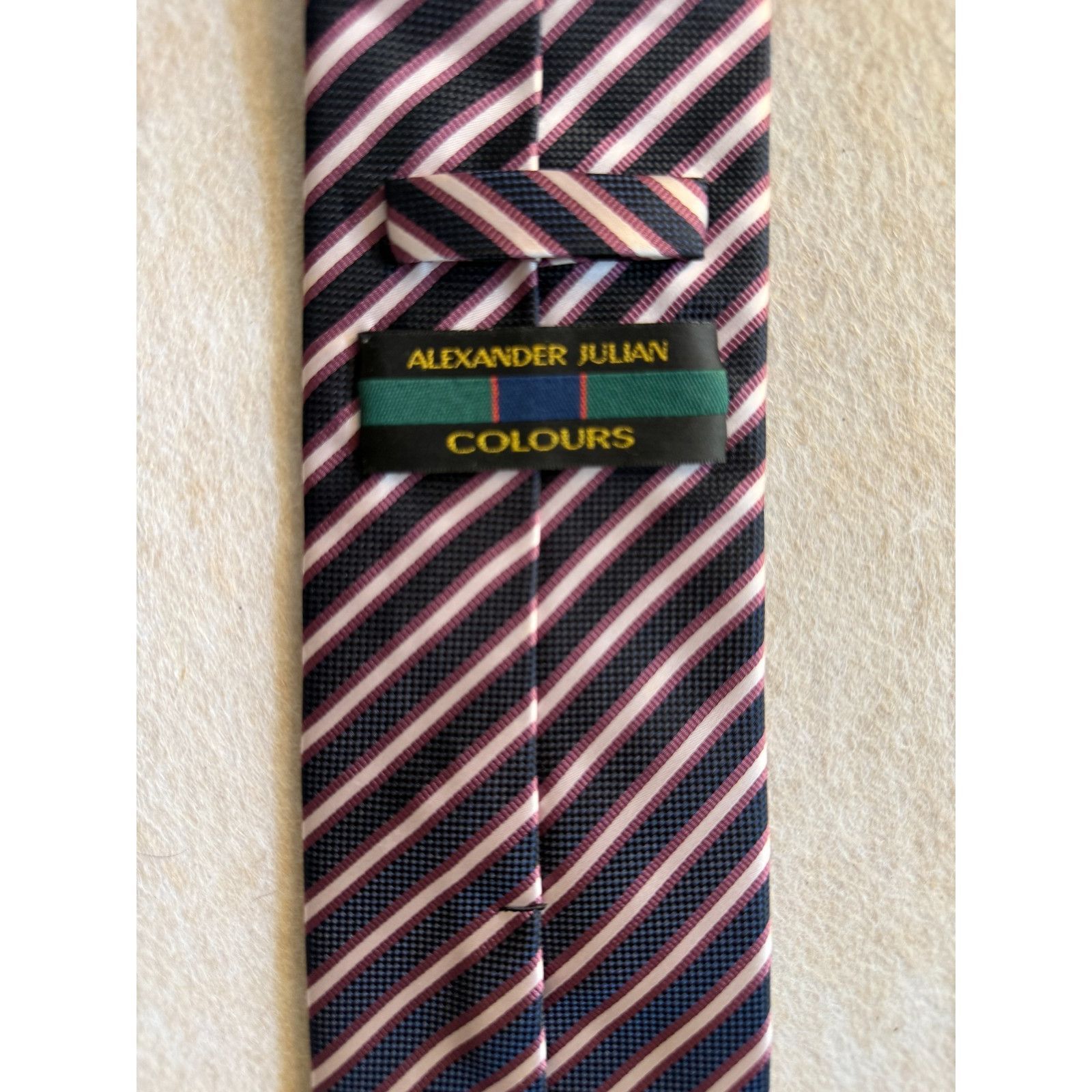 Alexander Julian Alexander Julian Colours Tie Navy Pink Stripe Classic 3.5” Size ONE SIZE - 3 Thumbnail