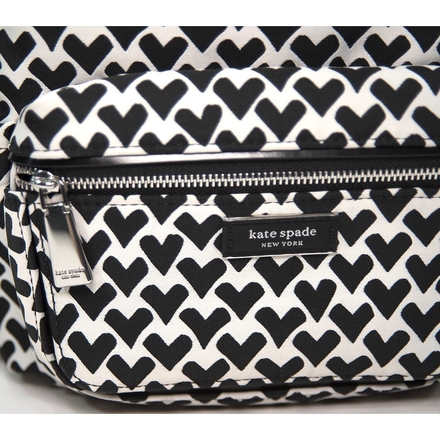 Kate Spade Kate Spade Sam Icon Black White Heart Nylon Jacquard Small B Size ONE SIZE - 3 Thumbnail