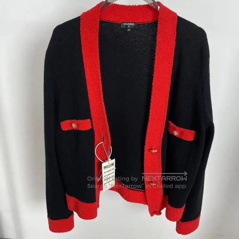 Chanel Chanel Black Cardigan with Red Trim . Size XL / US 12-14 / IT 48-50 - 1 Thumbnail