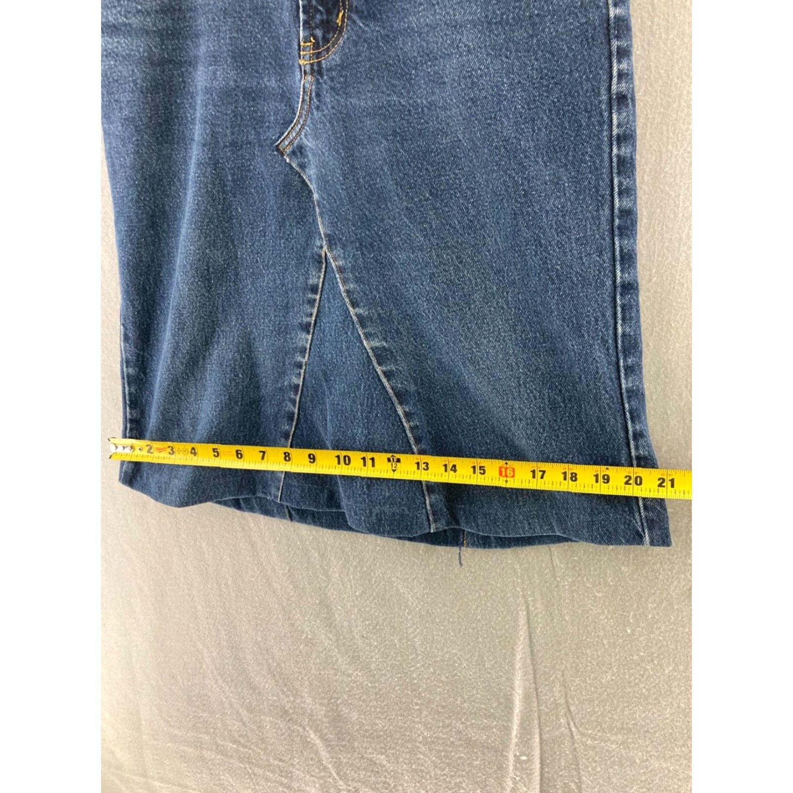 Express XPRESS Denim Skirt Womens Midi 7/8 Flare Cotton Blend Blue 90s Theme Pockets Regular M Womens Size 32" / US 10 / IT 46 - 3 Thumbnail