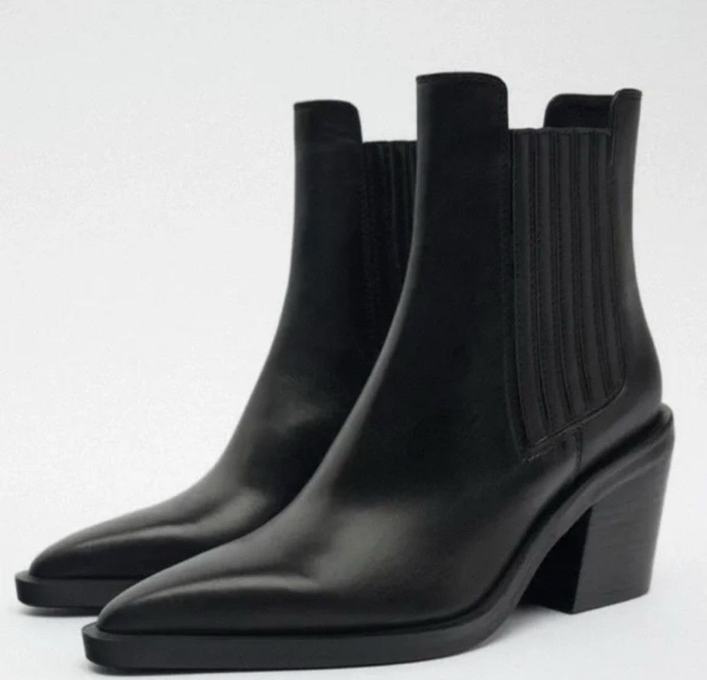 Zara NWOT Zara Ankle Cowboy Boot Black Size 41 or 10US women’s Size US 10 / IT 40 - 1 Thumbnail
