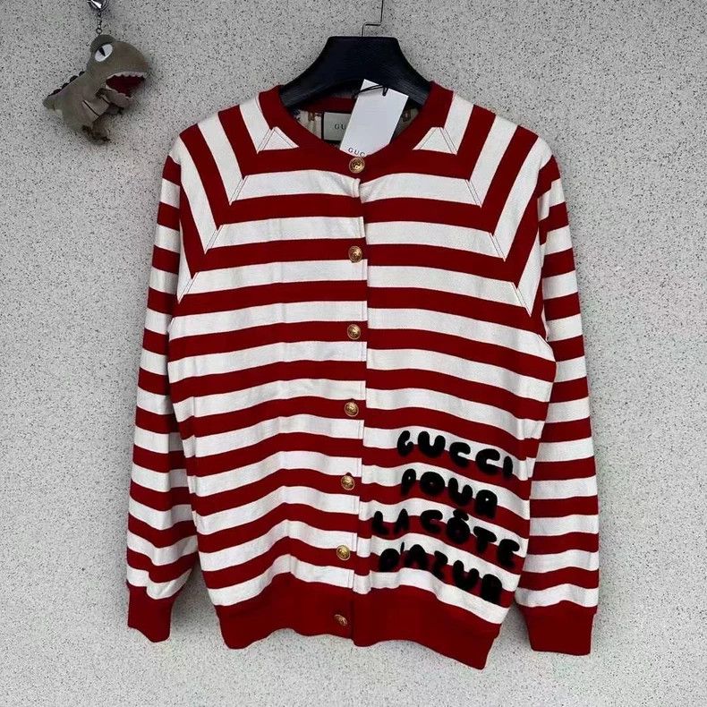 Gucci Gucci Red and White Striped Cardigan Size US S / EU 44-46 / 1 - 1 Thumbnail