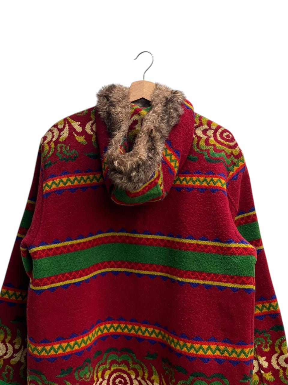 United Colors Of Benetton Fur Flowers Hoodie Jacket Native Navajo Size US XS / EU 42 / 0 - 5 Thumbnail