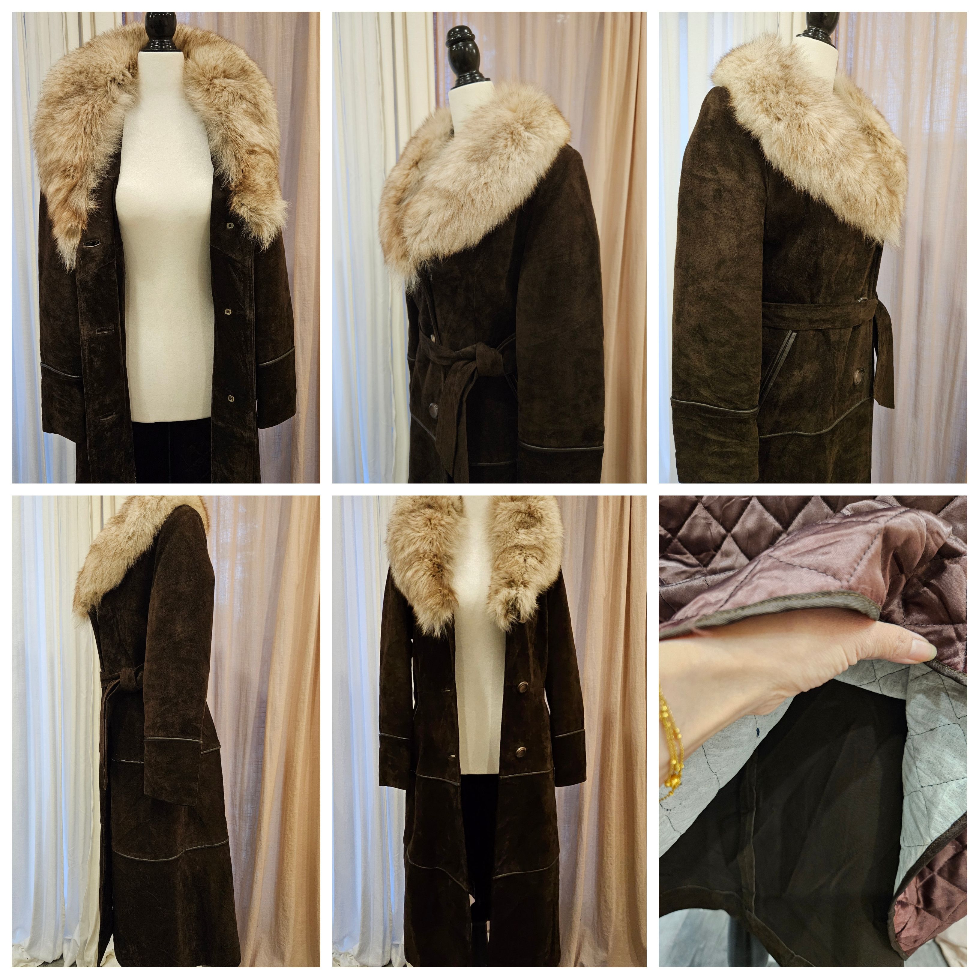 Vintage Vintage Suede Leather Fit-Flare Boho Princess Real Fur Coat Size M / US 6-8 / IT 42-44 - 5 Thumbnail