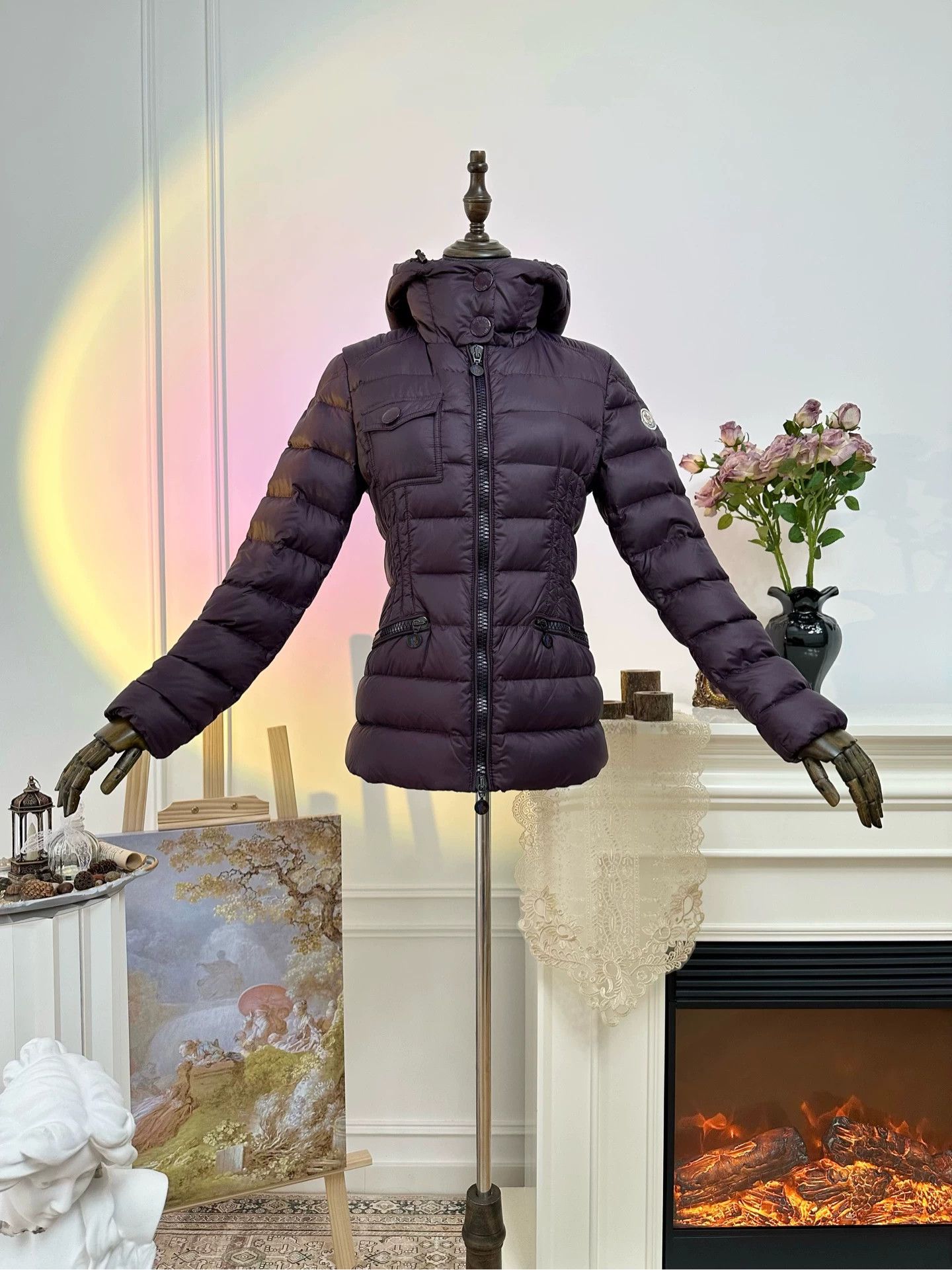 Moncler MONCLER women's deep purple slim down puffer jacket Size XS / US 0-2 / IT 36-38 - 1 Thumbnail