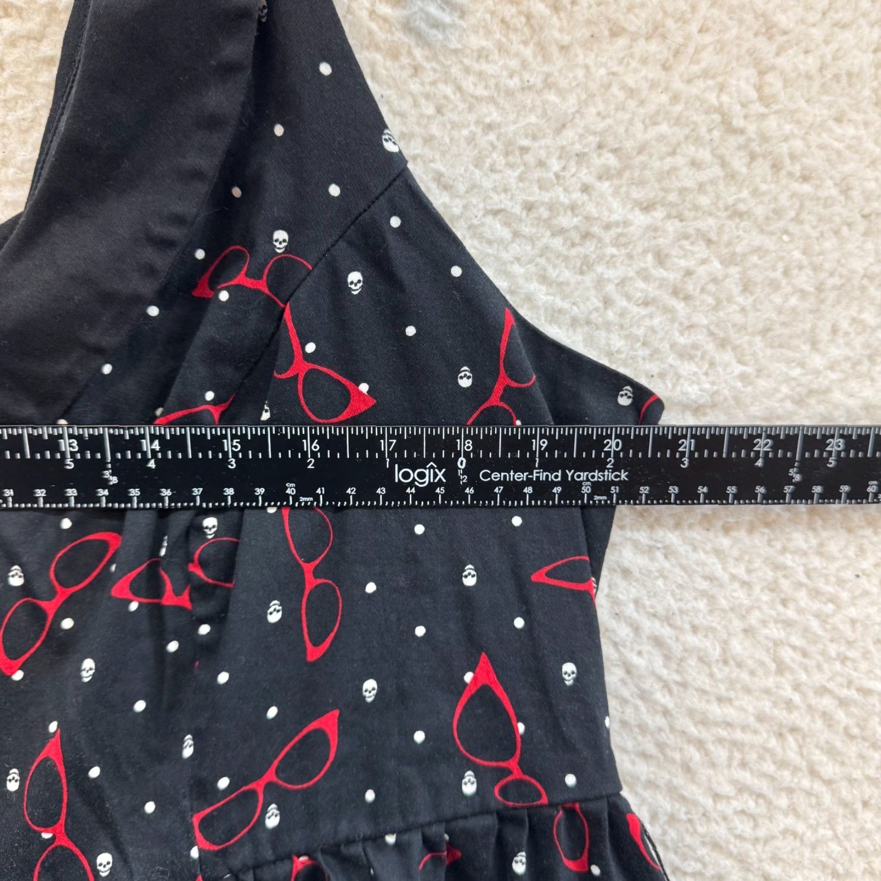 Vintage VINTAGE Y2K Midi Dress 18 XL Black Skull Polka Dot Goth Teacher Rockabilly Retro Dress Size XXL / US 16-18 / IT 52-54 - 6 Thumbnail