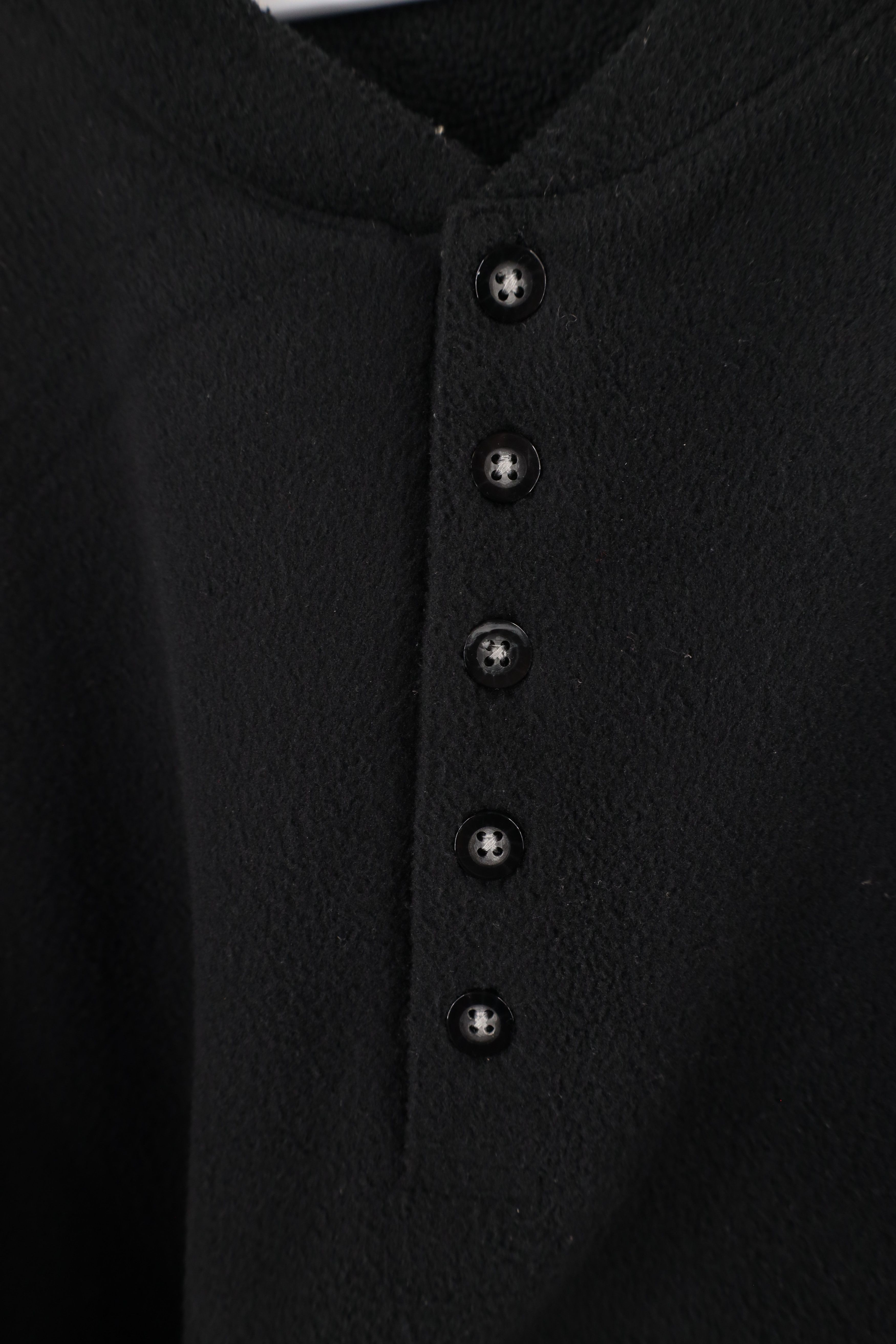 L.L. Bean × Vintage Vintage 90s LL Bean Fleece Henley Sweater Black Polyester Size US L / EU 52-54 / 3 - 5 Thumbnail