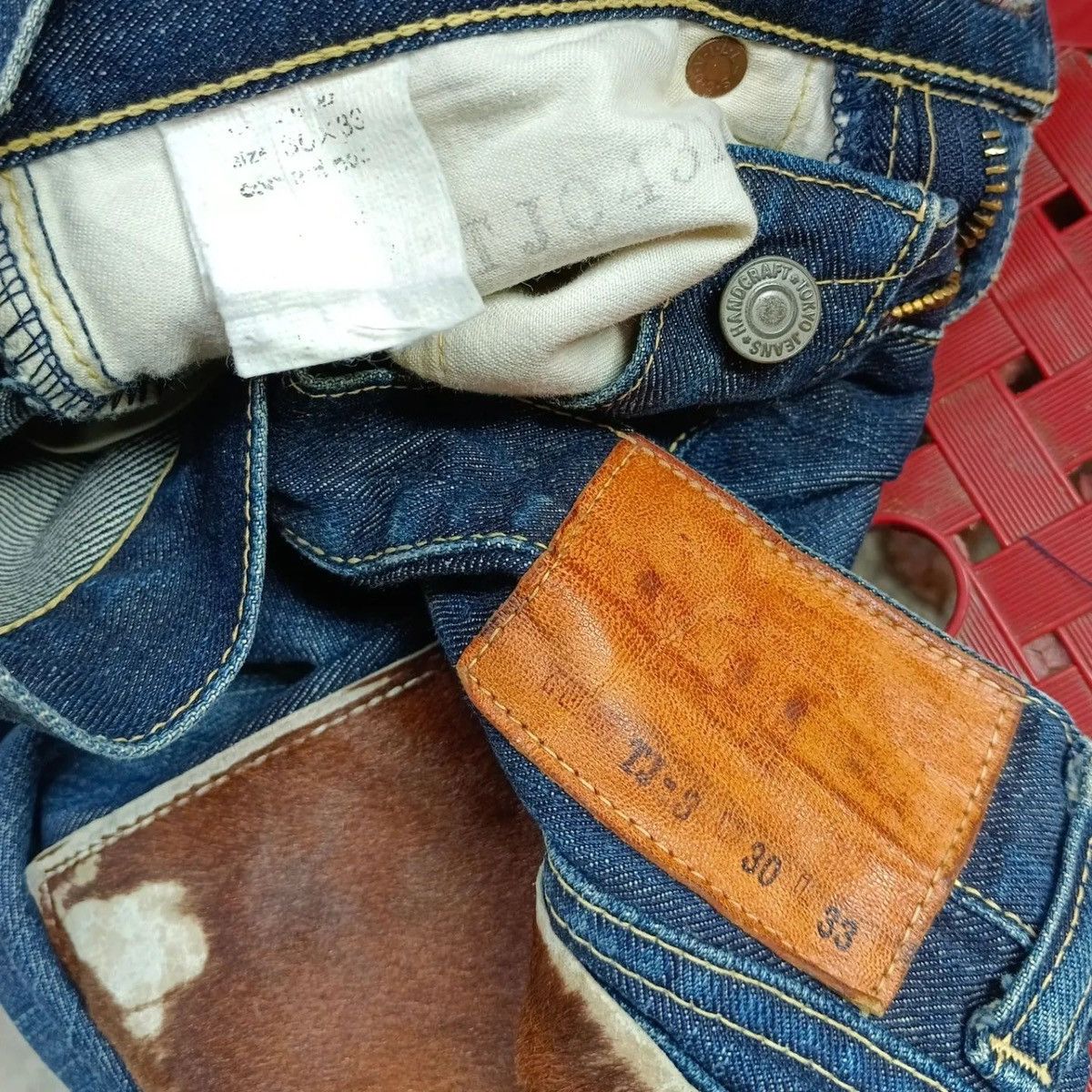 Other 🔥Rare🔥TJ-3 cow leather pocket perfect flare tokyo denim Size US 30 / EU 46 - 7 Thumbnail